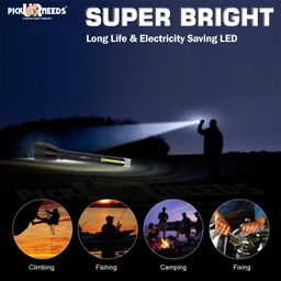 Pick Ur Needs Rechargeable 100W Long Range Home Emergency Torch Light with 3 Mode + Side COB with 2 Mode 2400mAH Battery image 3
