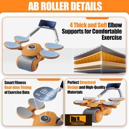OBIXO Auto Rebound Ab Roller Automatic Abdominal Rolling Wheel 4 Elbow Pads Abs Exercise Roller Machine with Timer Elbow Support Abdominal Exercise Equipment for Men and Women (Assorted Multicolor) image 5