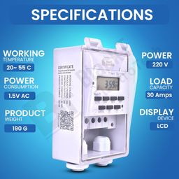 Blackt Electrotech BT41DW 30Amps 230V Water Proof Digital Timer Switch Relay DIN Rail, Programmable Automatic On/Off outdoo & Indoor use image 2