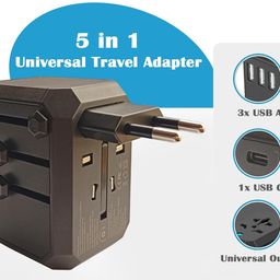 IFITech 30W Universal Travel Adapter | 5 in 1 International Travel Adapter, Universal Plug Socket, 3X USB-A and 1X USB-C Type Fast Charging - Worldwide Travel Adapter- White image 3