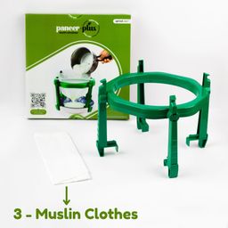 sprout-me Yogurt and Hung Curd Maker (One Strainer Three Cloth) Multi Purpose Paneer Maker Strainer with Foldable Stand and Muslin Cloth, Food Grade Quality - Fast Drainage, Innovative Kitchen Tool image 2