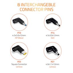 Artis 65Watt Universal Laptop Adapter with 8 Interchangeable Connector pins (Power Cord Included) Compatible with USB Type C/Dell/HP/Lenovo/ASUS/Acer/Samsung/Compaq/IBM/Toshiba image 3
