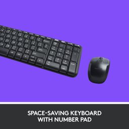 Logitech MK220 Compact Wireless Keyboard and Mouse Combo for Windows, 2.4 GHz Wireless with Unifying USB-Receiver, 24 Month Battery, Compatible with PC, Laptop - Black image 2