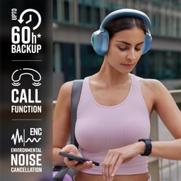 ZEBRONICS Duke Wireless Headphone with Up to 60h Backup, Supports Bluetooth, Dual Pairing, Gaming Mode, Environmental Noise Cancellation (ENC), LED Lights, Deep Bass, Voice Assistant Support (Blue) image 4