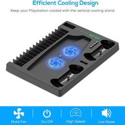 New World For PS5 Vertical Stand for PS5 Digital Edition and Disc Edition Console with Cooling Fan, Controller Charging Station and 15 Game Cards Slots and Headset Stand For PS5 Cooling Controller Charging Stand image 5