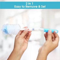 Mee Mee 360° Movable Silicone Bristle Baby Feeding Bottle & Nipple Cleaning Brush | Ergonomic Handle | Easy to Clean Bottle Corners for Narrow & Wide Neck | BPA Free, Easy Hanging Storage (Dark Blue) image 3