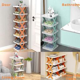 QUEBERS Plastic Foldable 6-Tier | Layer Shoe Rack with Easy Storage | Lightweight | Adjustable | Multifunctional Space Saving Organiser for Home and Office image 3