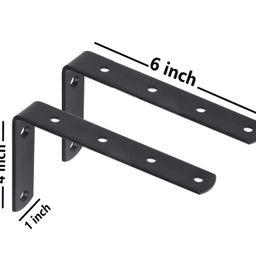 metalick Wall Bracket L Shape with Screws, (Set of 8) Wall Floating Shelf Bracket, Iron Shelf Brackets, Metal Shelf Bracket, Modern Shelf Bracket (6"x4"x1") image 2