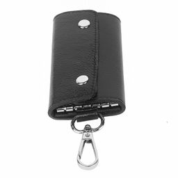 instabuyz Key Wallet With 6 Key Chain Hooks Car Key Holder Key Pouch Leather Wallet, Black image 2
