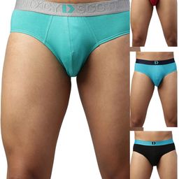 dixcy scott maximus Dixcy Scott Men's 100% Cotton Fabric with Anti Microbial Finish Solid Brief - Husstle Breif- Assorted - Print & Color May be Vary (Pack of 4) image 1