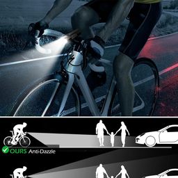 Linist Bicycle Lights - Rechargeable Type-C, 700 Lumens Front and Rear Cycling Light Set with 6+4 Modes, Anti-Dazzle Design for Night Riding image 4