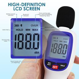 Decibel Meter, Bluetooth-Enabled Digital Sound Level Meter Portable SPL Meter 30~130dBA Range MAX/MIN Data Hold with LCD Display Backlight for Home, School and Workplace to Accurate Sound Measurement image 2