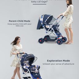 StarAndDaisy Stroller for Boy & Girl 0 to 3 Years / Baby Stroller with Lightweight / Foldable Pram for Baby with 3-Point Safety Harness, Adjustable Backrest, 360° Swivel Wheel, Reversible Handlebar, Extended Mosquito Net image 5