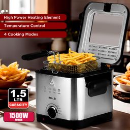 iBELL 1.5L Deep Fryer for Home - 1500W, Compact and low oil consumption, Stainless Steel, Variable Temperature Control, Silver image 5
