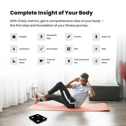 HealthifyMe Smart Scale | Track 11+ Key Body Metrics | 1 Month HealthifySmart Plan | Data Driven Smart Weight Loss with HealthifyMe Smart Scale | Black image 2