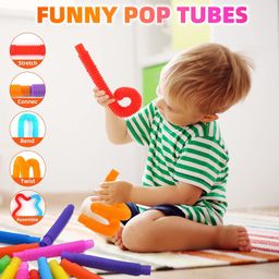 YRTOYS Pop Tubes Fidget Toy, Sensory Tubes, Poppin Pipes for Kids, Stress Relief Stretch Bend Build and Connect Toy, Fidget Toys for Sensory Learning, Colorful Pop Tubes (6) image 4