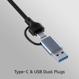 Portronics Mport 31 Pro USB 3.0 Hub (4-in-1) with Type-C & USB Dual Plugs, USB 3.0 SuperSpeed, 3-Port USB 2.0 High-Speed, Up to 5 Gbps Speed, Aluminium Alloy Metal Body, for Laptop, PC, Mac (Grey) image 2