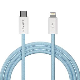HAMMER 27W Type-C to Lightning 8 Pin Nylon Braided Cable, 27W Fast Charging, 480Mbps High Speed Data Transfer & Durable Tangle Free Design, Compatible with iPhone, iPad, iMac, AirPods, 1.2M (Blue) image 1