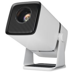 WZATCO Yuva Go Plus Android 13.0 Smart Projector, 4K Support, Rotatable Design, Auto & 4D Keystone with Netflix, Prime etc, WiFi 6 & BT, Screen Mirroring, ARC, 1080P Native, White image 1