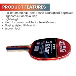Stag Table Tennis (T.T) Racket | Premium ITTF Approved Rubber| Beginner-Intermediate Series T.T Racquet| Pro Custom Designed Comfortable Grip Paddle image 2