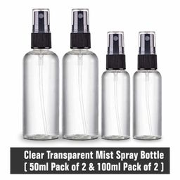 Topinon Spray Bottles Clear Empty Fine Mist Plastic Mini Travel Bottle Set, Small Refillable Liquid Containers (50 Ml (2-Pc)+100 Ml (2-PC)) image 2