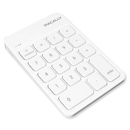Macally Wireless Bluetooth Numeric Keypad for Laptop, Apple, Mac, iMac, MacBook Pro/Air, Ipad, Windows PC, Tablet, or Desktop Computer - Rechargeable 18 Key Bluetooth Number Pad - White image 1