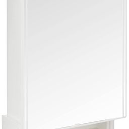 Amazon Basics Plastic Multipurpose, Wall-Mounted Storage Cabinet with Mirror, Small (White) image 3