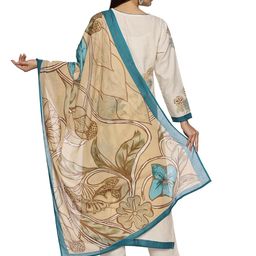 rajmandirfabrics Women's Cotton Hand Block Printed with Thread Work Straight Kurta Pant with Dupatta Set image 4