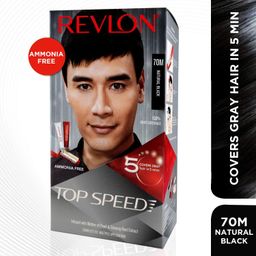 Revlon Top Speed Hair Color for Men Natural Black with Outrageous Conditioner 190ml | 100% Grey Coverage in 5 Minutes | Prevent Fading, add Volume, Softness & Shine to Hair image 3