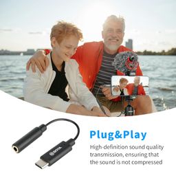 Boya by-K4 USB-C to 3.5mm (TRS) Adapter(2.4 inch),AUX to USB C Microphone/Headphone Adapter Jack Converter, Compatible with TRS Microphone/Headphone/USB-C Android Phone/Laptop image 4