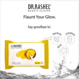 DR.Rashel Ubtan Pack of 2 Face Wipes, Enriched with goodness of Turmeric and Aloe Vera Extract | For Multi purpose use | Gives Refreshing and Glowing Skin.(25 pc x 2) image 4