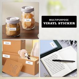 glun GLUN® 200 Pcs Waterproof Pearl White Vinyl Stickers(No Residue) with Black Marker for Mason Jars Glass Bottles, Decals Craft, Kitchen Jar Labels Bottle Stickers 25x50mm image 4
