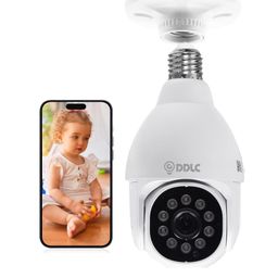 DDLC Wi-Fi Wireless Bulb Shape Outdoor Indoor Weatherproof 360° Smart Home Security CCTV Camera 24x7 Continuous Recording with Motion Sensor, Auto Tracking Two Way Audio, (Big Light Bulb) image 1