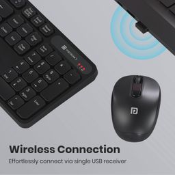 Portronics Key8 Combo Wireless Keyboard and Mouse Set with 2.4 GHz Wireless, Large Keycaps, 104 Keys, Adjustable Mouse Sensitivity, 12 Multimedia Hotkeys, USB Receiver for PC, Laptop, Mac (Black) image 2