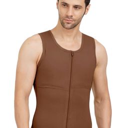 Dermapress GYNECOMASTIA Compression Full Vest | MICROPOLY Fabric | Front Hook and Zip Closer | Tomboy Chest Binder | Chest and Abdomen Support | Chest Shapewear image 1