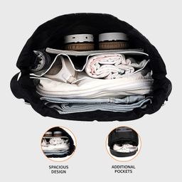 amazon basics Double Layer Drawstring 3 Compartment Backpack | Dedicated Shoe Compartment | Water-Resistant | for Teens & Adults | Suitable for Unisex | 24L image 3