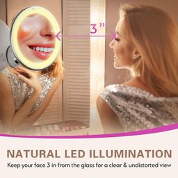 venigo Upgraded 10x Magnifying Lighted Makeup Mirror with Touch Control LED Lights, 360 Degree Rotating Arm, and Powerful Locking Suction Cup, Portable Magnifying Mirror for Home, Bathroom Vanity, and Travel image 5