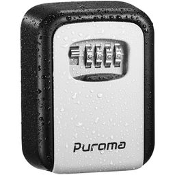 Puroma Security Lock Box - 4-Digit Combination Waterproof Storage Lockbox, Wall Mount, 5 Key Large Capacity for House, Special Car Keys, ID Card (Black & Gray) image 1