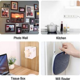 dhvsam Power Strip Holder Fixator, No Hole Plug-in Wall Socket Sticker Fixer, Loading 10 Kg Maximum, for Desk, Wall, WiFi Router, Remote Control, Paper Towel Box (White 2 Pcs) image 3