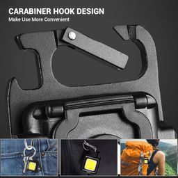 Tukzer Mini LED COB Keychain Flashlight, 1000 High-Lumens Bright Emergency Work Light| Type C USB Recharging, 4 Lighting Modes, Carabiner Hook, Bottle Opener, Magnet Base| for Fishing Walking Camping image 5