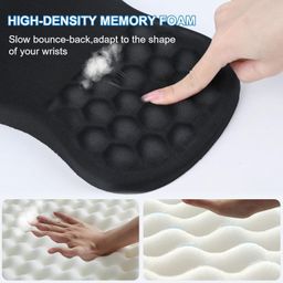 Tukzer Large Ergonomic Mouse Pad Wrist Support with Massage Design, Memory Foam, Non-Slip PU Base & Wrist Rest Pain Relief Mousepad for Desk, Gaming, Computer, Laptop, Home & Office (Hexa-Black) image 2