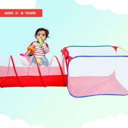 Amazon Brand - Jam & Honey 2 in 1 Tent for Kids | Pop-Up and Play | Tent with Tunnel, Multicolour image 4