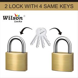 wilson locks Wilson Locks- 2 Pc. Set Small Bag Padlock with Steel Shackle, Master Key System, Common Key for Multiple Locks (2 Lock 4 Keys) image 2