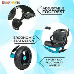 Kidsmate Xplorer 3-in-1 Tricycle for Kids | Durable Plug & Play Baby Trike with EVA Wheels, Safety Rail & Push Handle for Parents | Safe & Comfortable Ride for Toddlers 12-48 Months - Blue image 5