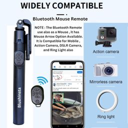 blushinsta Extra Long Selfie Stick Tripod,Super-Long Selfie Stick with Mount & Large Reinforced Tripod Stand Upto 67 inch/170 cm Wireless Bluetooth Selfie Stick for YouTube Video image 2