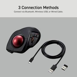 ELECOM Trackball Mouse M-DPT1MRXBK, Wired, Wireless, and Bluetooth, Gaming, High-Performance Ruby Ball, Advanced Responsiveness, 8 Mappable Buttons, Smooth Scrolling, Extra Large, DEFT PRO, Black image 5