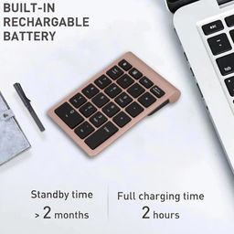 BONKZEBU Number Pad,Comfortable Feel Fast Rebound Speed Mini Keyboard,Wireless Ultra Thin Digital Numeric Keypad, with 5.0 (Rose Gold) image 5