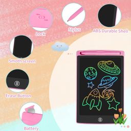 HOMESTEC LCD Color Writing Tablet, Digital Whiteboard for Noting Reminders Write or Drawing (8.5 Inches, Pink) image 3