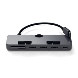 Satechi Aluminum Type-C Clamp Hub Pro with USB-C Data Port, USB-A 3.0 Data, Micro/SD Card Reader - Compatible with 2020/2019/2017 iMac & iMac Pro, Does Not Fit 2021 iMac (Space Gray) image 1