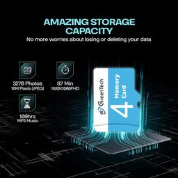 gt green tech GreenTech 4 GB Micro SD Memory Card with Ultra High Speed 3.0 | Full HD Video Resolution | Upto 100 Mbps Read Speed |Suitable for Tablet, Car Recorder, Camera, Smart Phone, Surveillance, Drone image 4